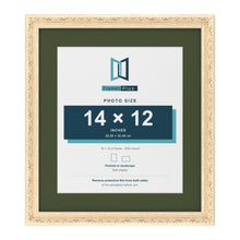Louis Cream 18 x 16 inch picture frame with a green mount for a 14 x 12 inch photo