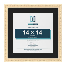 Louis Cream 18 x 18 inch picture frame with a black mount for a 14 x 14 inch photo
