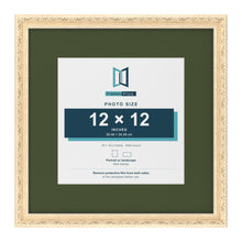 Louis Cream 18 x 18 inch picture frame with a green mount for a 12 x 12 inch photo