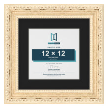 Louis Cream 18 x 18 cm picture frame with a black mount for a 12 x 12 cm photo