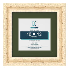 Louis Cream 18 x 18 cm picture frame with a green mount for a 12 x 12 cm photo