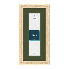 Louis Cream 18 x 8 inch picture frame with a green mount for a 14 x 4 inch photo
