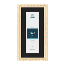 Louis Cream 19 x 9 inch picture frame with a black mount for a 15 x 5 inch photo