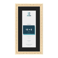 Louis Cream 20 x 10 inch picture frame with a black mount for a 16 x 6 inch photo