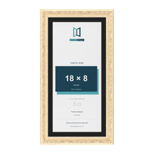 Louis Cream 20 x 10 inch picture frame with a black mount for an 18 x 8 inch photo