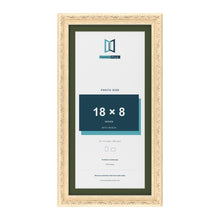 Louis Cream 20 x 10 inch picture frame with a green mount for an 18 x 8 inch photo