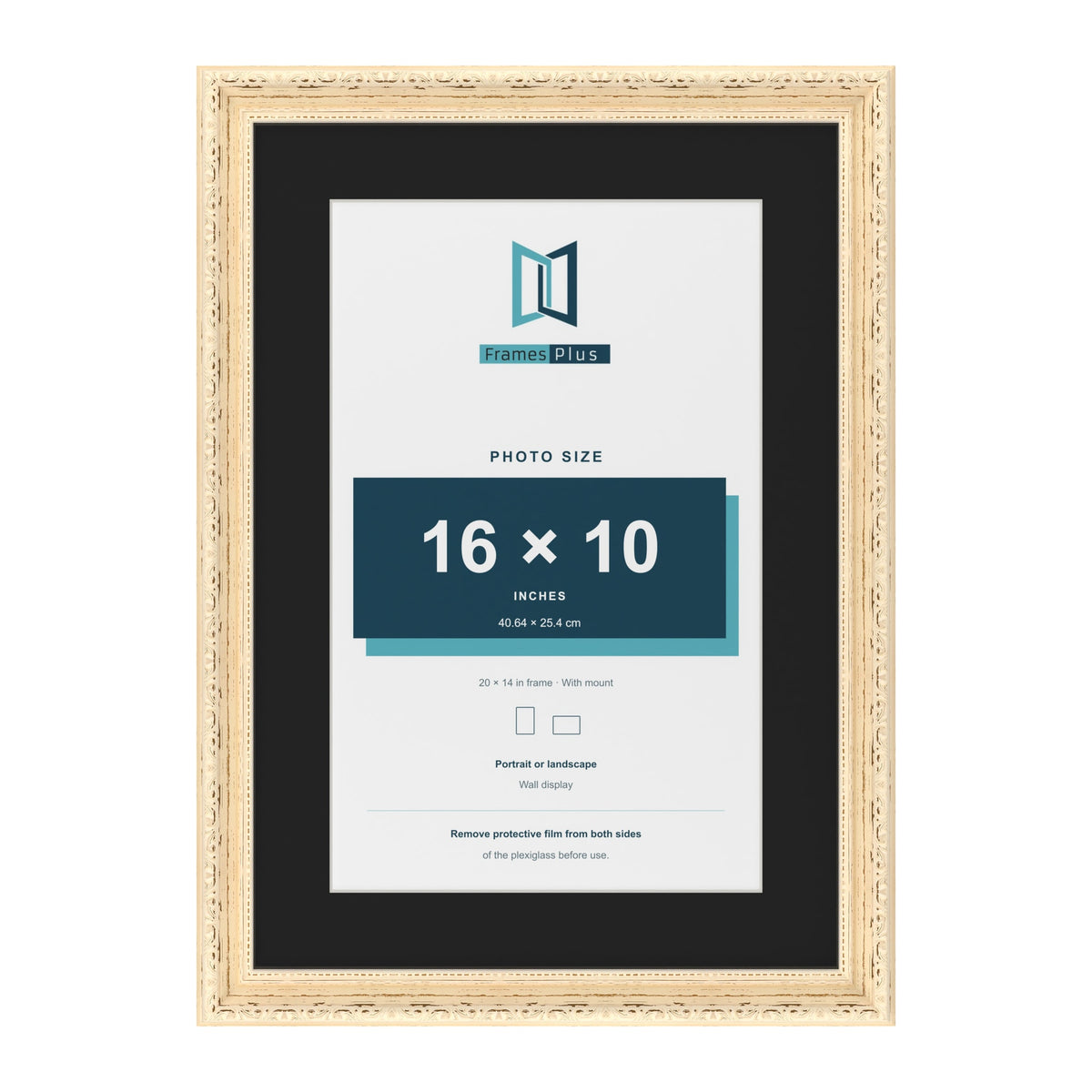 Louis Cream 20 x 14 inch picture frame with a black mount for a 16 x 10 inch photo