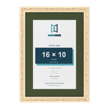 Louis Cream 20 x 14 inch picture frame with a green mount for a 16 x 10 inch photo