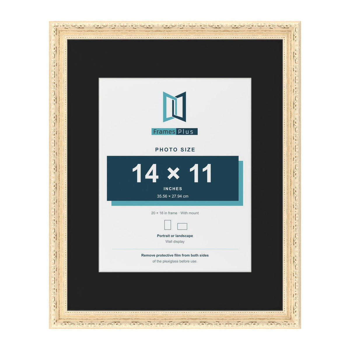 Louis Cream 20 x 16 inch picture frame with a black mount for a 14 x 11 inch photo
