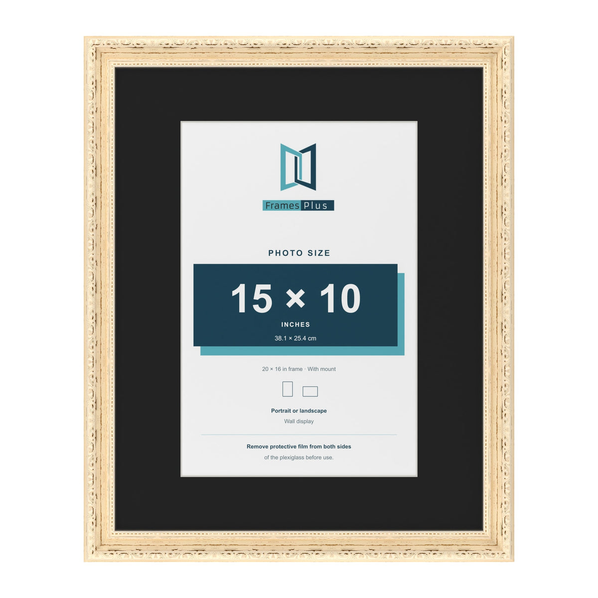 Louis Cream 20 x 16 inch picture frame with a black mount for a 15 x 10 inch photo
