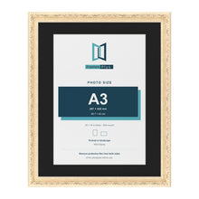 Louis Cream 20 x 16 inch picture frame with a black mount for an A3 photo