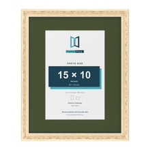 Louis Cream 20 x 16 inch picture frame with a green mount for a 15 x 10 inch photo