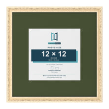 Louis Cream 20 x 20 inch picture frame with a green mount for a 12 x 12 inch photo