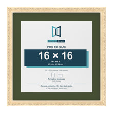 Louis Cream 20 x 20 inch picture frame with a green mount for a 16 x 16 inch photo