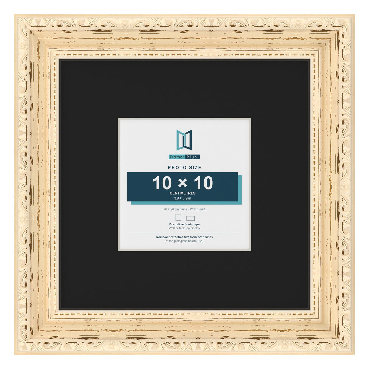 Louis Cream 20 x 20 cm picture frame with a black mount for a 10 x 10 cm photo
