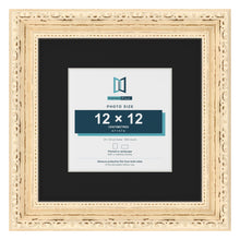 Louis Cream 20 x 20 cm picture frame with a black mount for a 12 x 12 cm photo