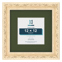Louis Cream 20 x 20 cm picture frame with a green mount for a 12 x 12 cm photo
