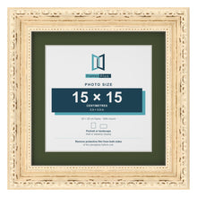 Louis Cream 20 x 20 cm picture frame with a green mount for a 15 x 15 cm photo
