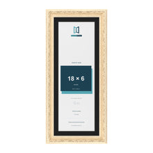 Louis Cream 20 x 8 inch picture frame with a black mount for an 18 x 6 inch photo