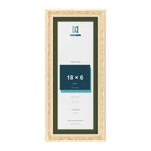 Louis Cream 20 x 8 inch picture frame with a green mount for an 18 x 6 inch photo