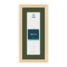 Louis Cream 20 x 9 inch picture frame with a green mount for a 16 x 5 inch photo