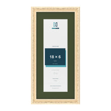 Louis Cream 22 x 10 inch picture frame with a green mount for an 18 x 6 inch photo