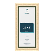 Louis Cream 22 x 10 inch picture frame with a green mount for a 20 x 8 inch photo