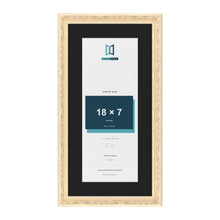 Louis Cream 22 x 11 inch picture frame with a black mount for an 18 x 7 inch photo