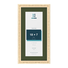Louis Cream 22 x 11 inch picture frame with a green mount for an 18 x 7 inch photo