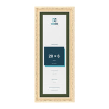 Louis Cream 22 x 8 inch picture frame with a green mount for a 20 x 6 inch photo
