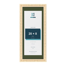 Louis Cream 24 x 10 inch picture frame with a green mount for a 20 x 8 inch photo