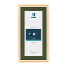 Louis Cream 24 x 12 inch picture frame with a green mount for a 20 x 8 inch photo