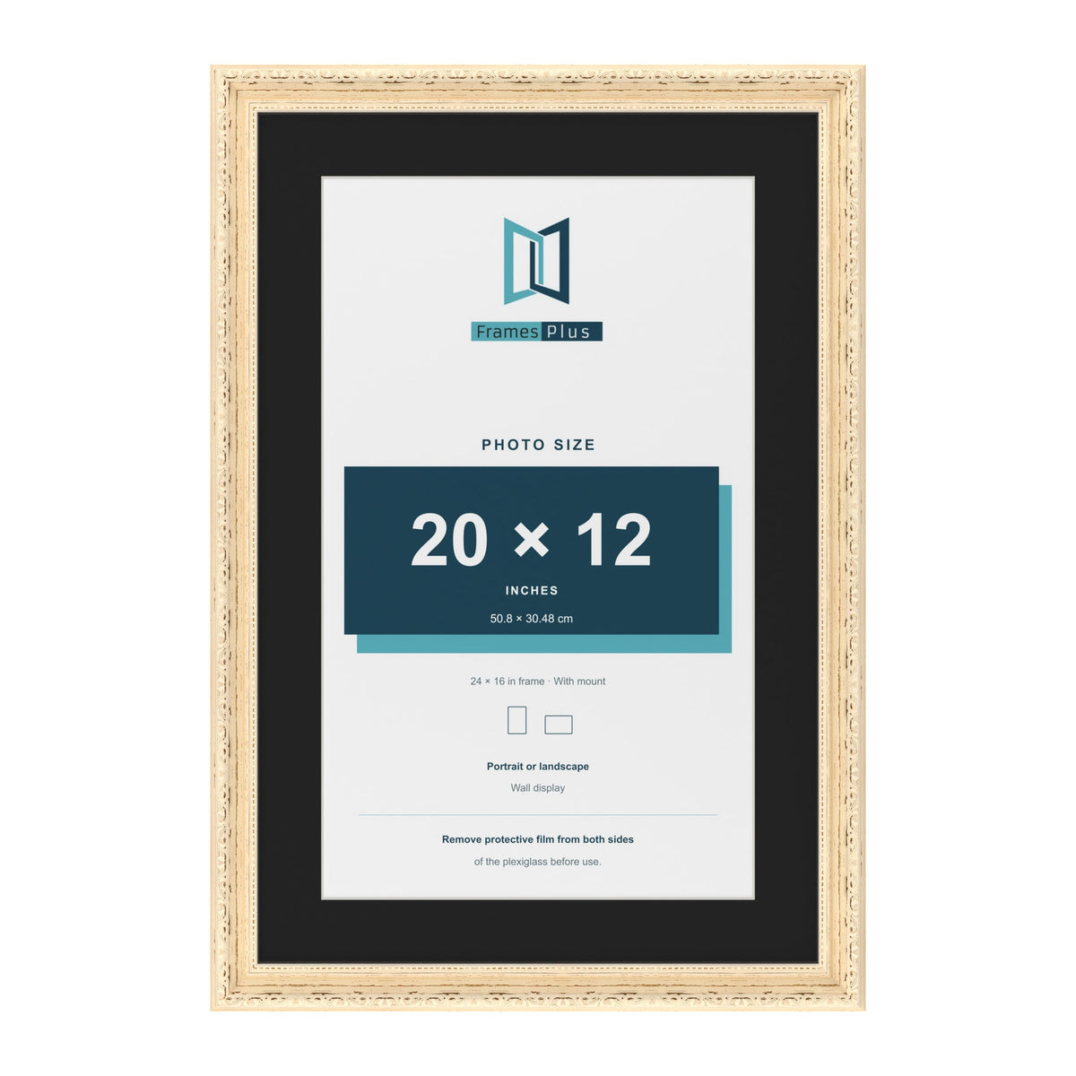 Louis Cream 24 x 16 inch picture frame with a black mount for a 20 x 12 inch photo