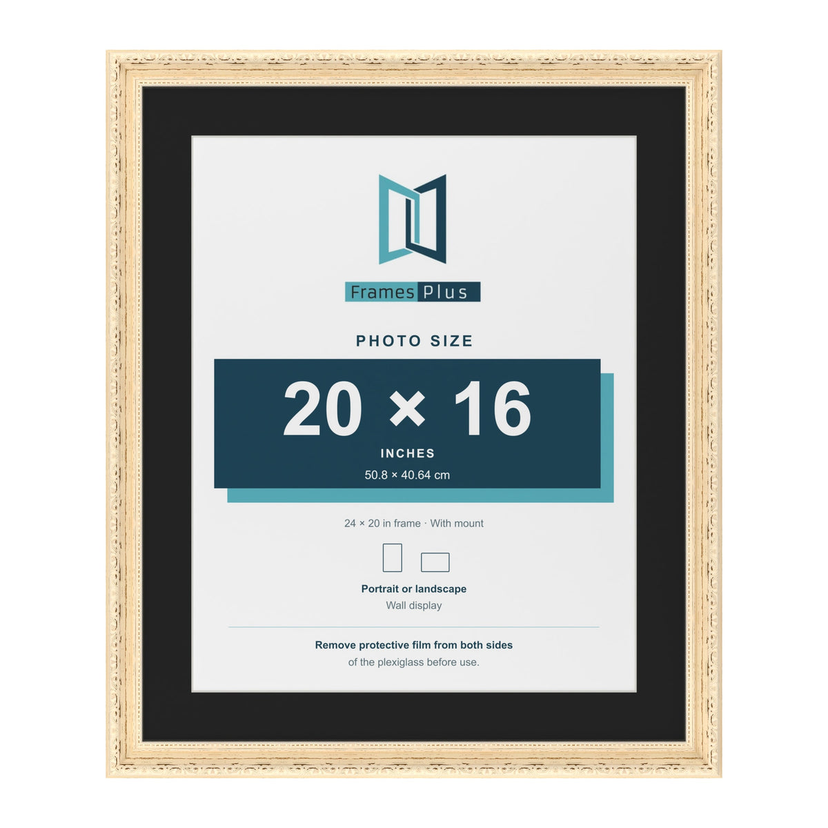 Louis Cream 24 x 20 inch picture frame with a black mount for a 20 x 16 inch photo