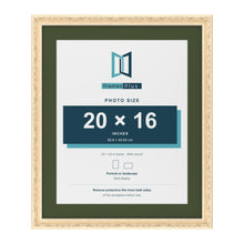 Louis Cream 24 x 20 inch picture frame with a green mount for a 20 x 16 inch photo