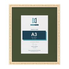 Louis Cream 24 x 20 inch picture frame with a green mount for an A3 photo