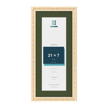 Louis Cream 25 x 11 inch picture frame with a green mount for a 21 x 7 inch photo