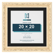 Louis Cream 25 x 25 cm picture frame with a black mount for a 20 x 20 cm photo