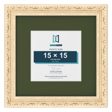Louis Cream 25 x 25 cm picture frame with a green mount for a 15 x 15 cm photo
