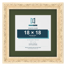 Louis Cream 25 x 25 cm picture frame with a green mount for an 18 x 18 cm photo
