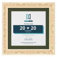 Louis Cream 25 x 25 cm picture frame with a green mount for a 20 x 20 cm photo