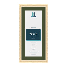 Louis Cream 26 x 12 inch picture frame with a green mount for a 22 x 8 inch photo