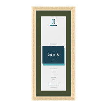 Louis Cream 28 x 12 inch picture frame with a green mount for a 24 x 8 inch photo