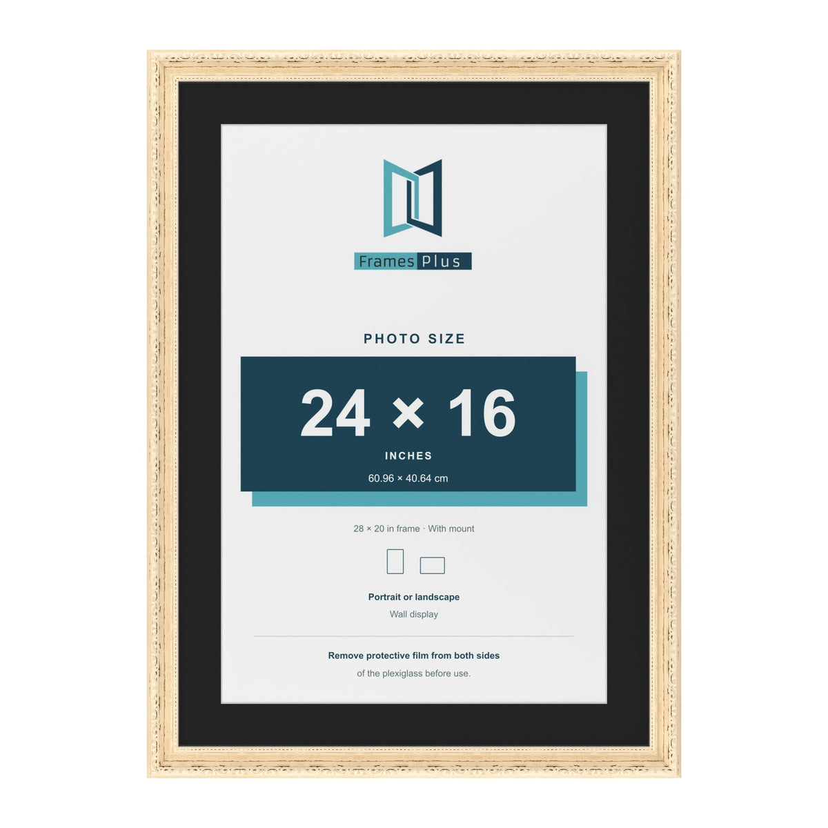 Louis Cream 28 x 20 inch picture frame with a black mount for a 24 x 16 inch photo