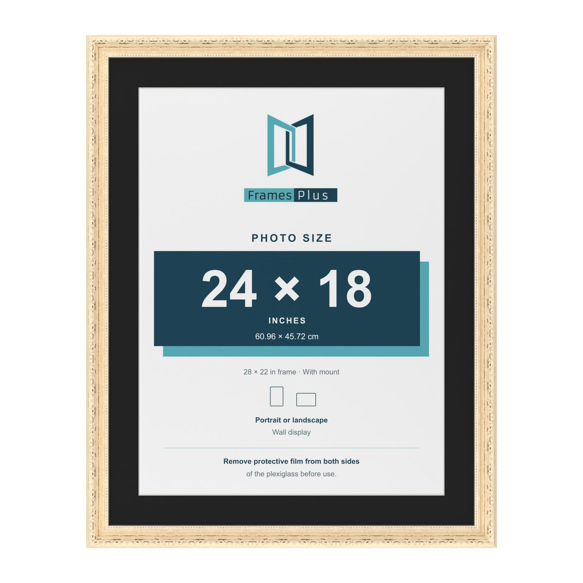 Louis Cream 28 x 22 inch picture frame with a black mount for a 24 x 18 inch photo