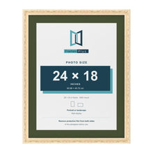 Louis Cream 28 x 22 inch picture frame with a green mount for a 24 x 18 inch photo