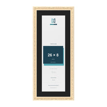 Louis Cream 30 x 12 inch picture frame with a black mount for a 26 x 8 inch photo