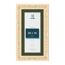 Louis Cream 30 x 15 cm picture frame with a green mount for a 25 x 10 cm photo