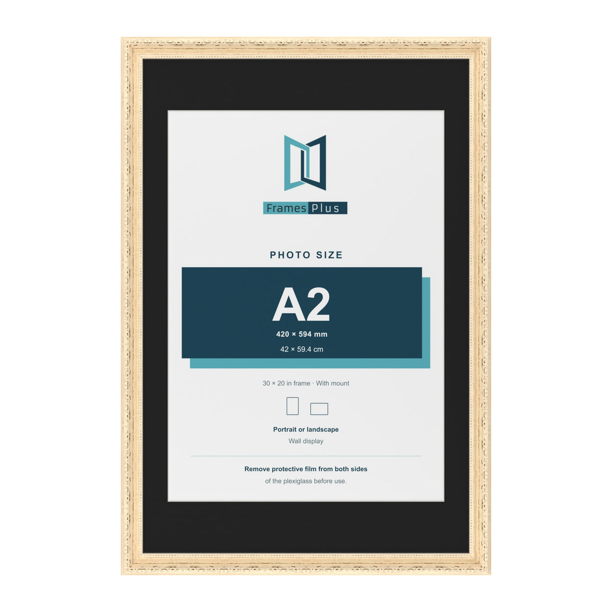 Louis Cream 30 x 20 inch picture frame with a black mount for an A2 photo