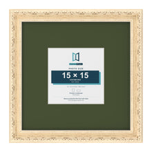 Louis Cream 30 x 30 cm picture frame with a green mount for a 15 x 15 cm photo